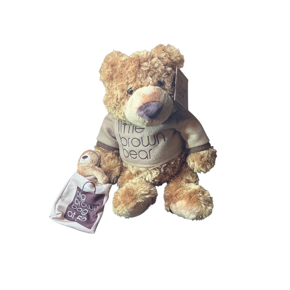 Bloomingdales Little Brown Bear 50th Anniversary Gund Plush with Mini Tote Bag